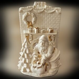 Lenox Christmas fireplace scene with votive candle holder